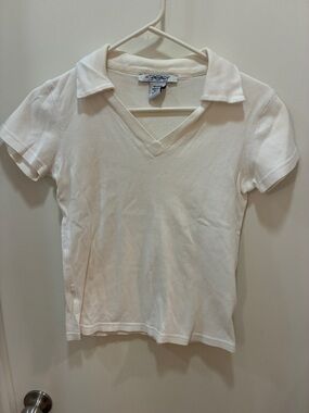 Stitches Cream Short-Sleeve V-Neck Polo